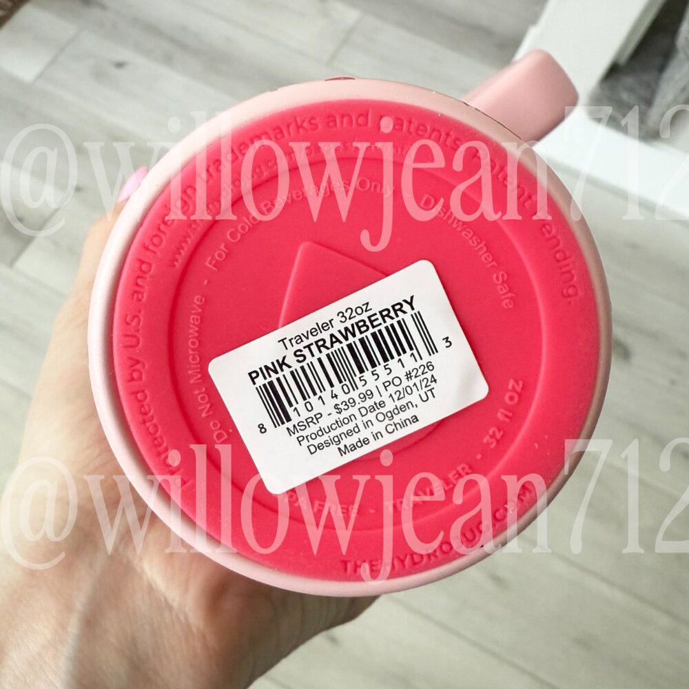 “Pink Strawberry" HydroJug 32 oz Traveler Tumbler - Limited Edition - Picture 6 of 6